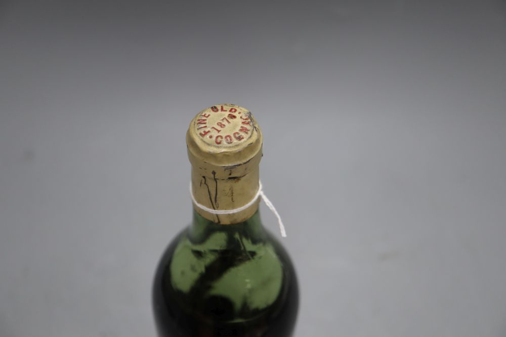 A bottle of 1878 Fine Old Cognac Brandy